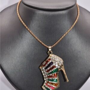 Elegant Multicolor High Heel Pendant Necklace